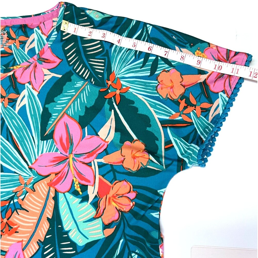 Cuddl Duds Women’s Tropical Floral Lounge Pajama Round Neck Top Tee Size Large - Picture 14 of 16